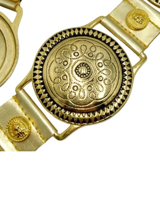 Captiva Collectibles Accessories - Vtg Captiva Gold PU Leather Medallion Belt Small 80's Gypsy Festival